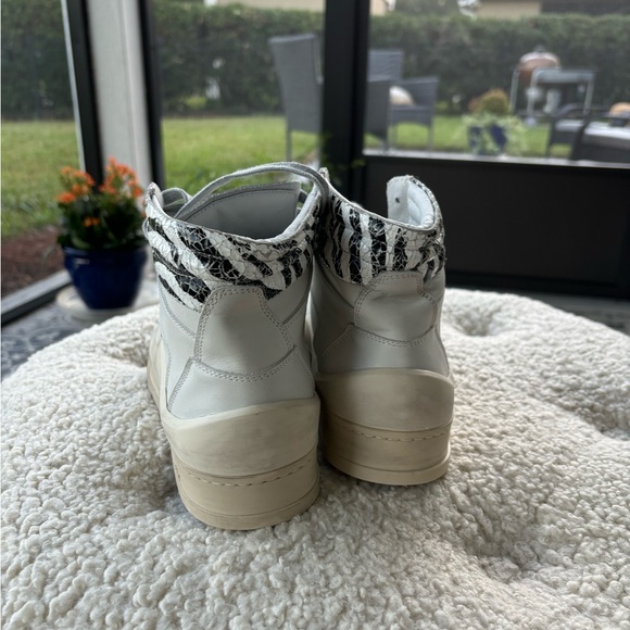 NWT P448 STAR Skate HIGH TOP SNEAKERS SZ 7 or 37 Rare! Zebra print white - Picture 8 of 9
